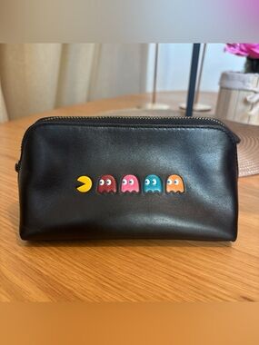 COACH PACMAN Limited Edition BLACK Calf Leather COSMETIC CASE - F56712 HTF